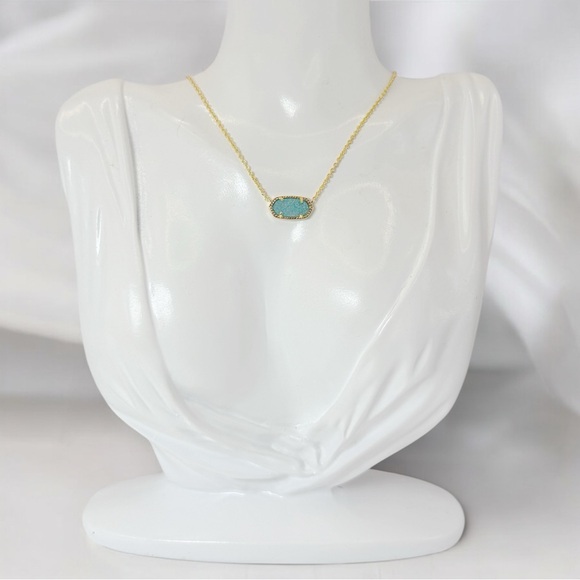 Kendra Scott Elisa Necklace in Teal Druzy Gold Tone - Picture 2 of 7